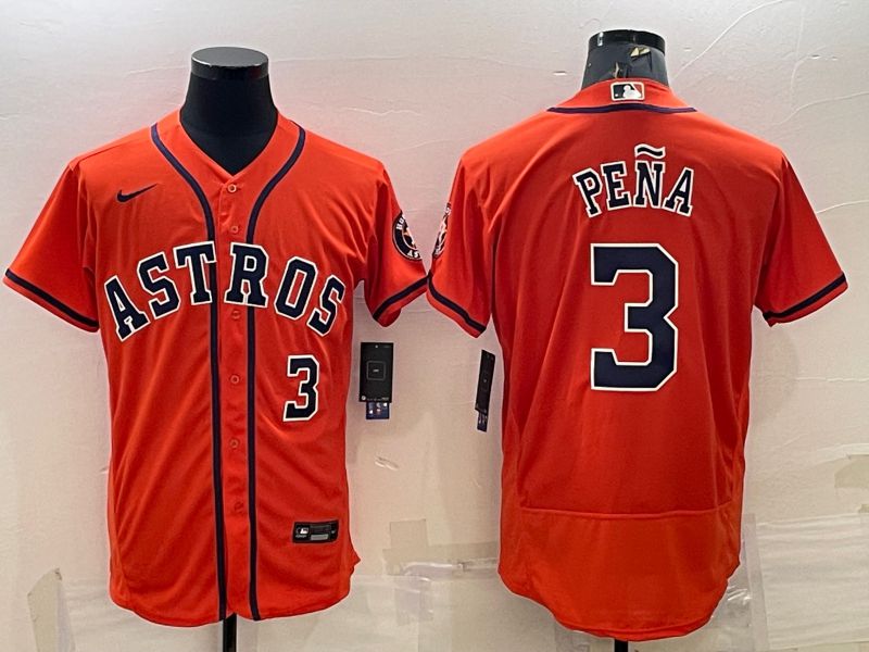 Men Houston Astros #3 Pena Orange Elite Nike 2022 MLB Jerseys